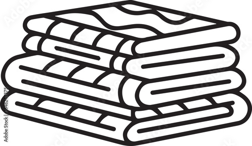 Neatly stacked towels in crisp line art for modern spa or home decor project, a clean and inviting design element adds a touch of tranquility and order