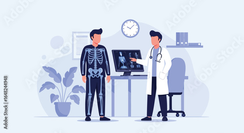 Doctor and Patient: X-ray Examination and Diagnosis