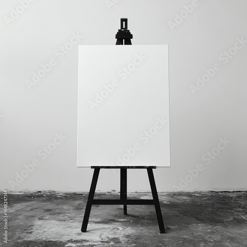 Blank Canvas on Easel in Minimalist Setting for Art Presentation
