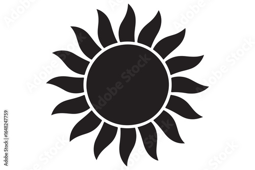 Minimal summer sun vector icon silhouette isolated on white background for seasonal design
