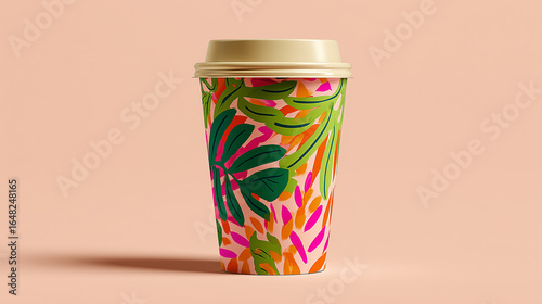 Two plastic cups of brown liquid and a paper are isolated on a white background