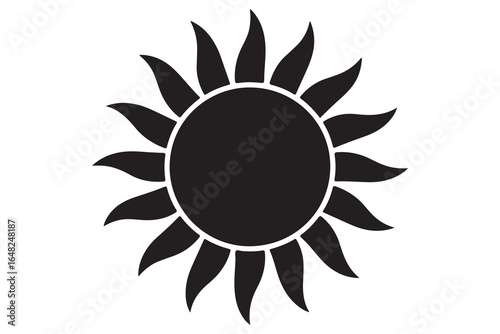 Minimal summer sun vector icon silhouette isolated on white background for seasonal design
