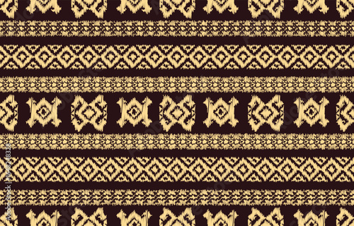 Wallpaper Mural Geometrics Ikat ethnic design.colorful Ikat 
 seamless pattern in tribal, folk embroidery abstract wave art. ornament print. Ikat Design for wallpaper,carpet, clothing, fashion, fabric. Torontodigital.ca