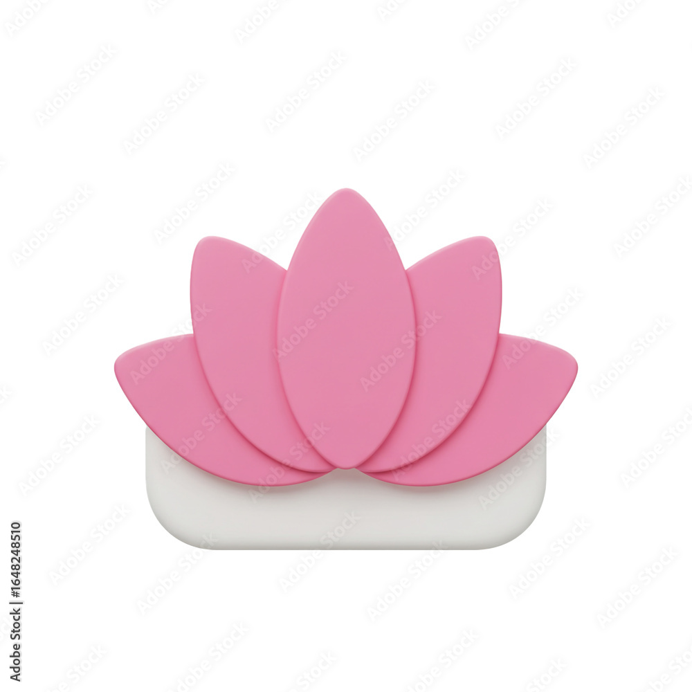 Obraz premium A stylized pink lotus flower with delicate petals rests atop a smooth base evoking serenity and natural beauty.