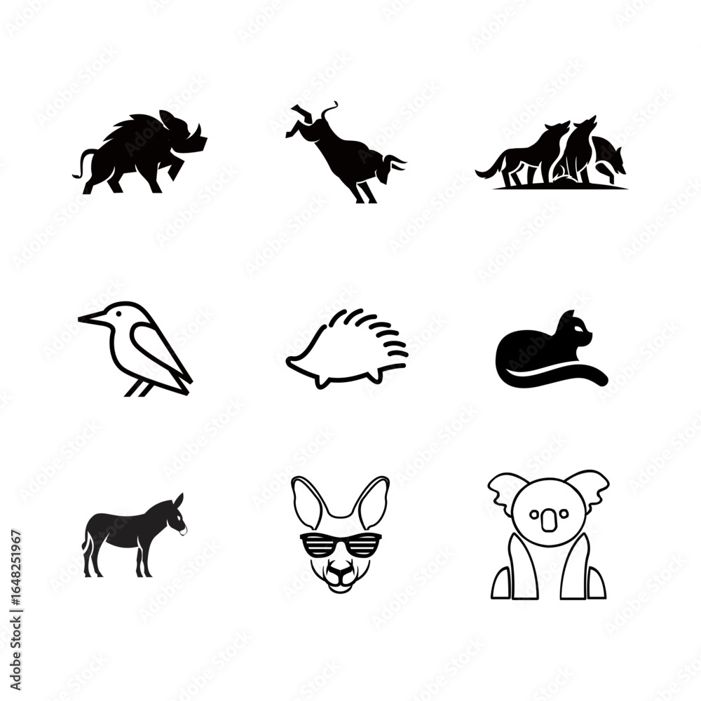 Fototapeta premium Animal Icons Set Vector Illustration