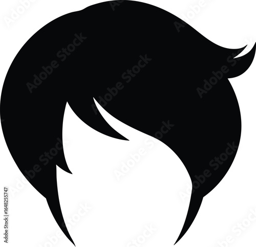 long side swept fringe cut vector icon.eps