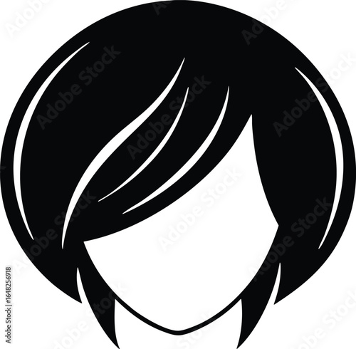 short angled asymmetrical bob vector icon.eps