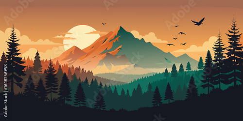 sunset in mountains landscape