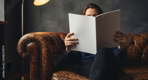 Relaxing with a Book on a Vintage Leather Couch