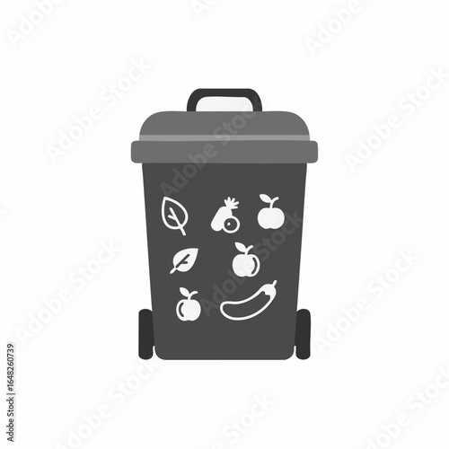 Compost bin icon with food waste for recycling and environmental conservation concept vector