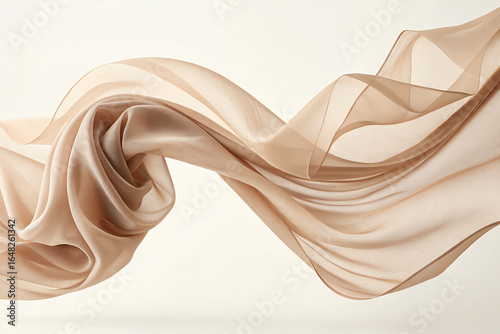 Minimal Floating Fabric Folds in Soft Beige Tones