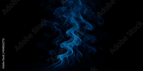 Blue smoke swirling on black background