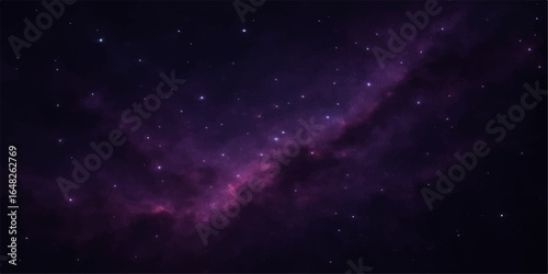 Starry night sky with stars and nebula in deep space