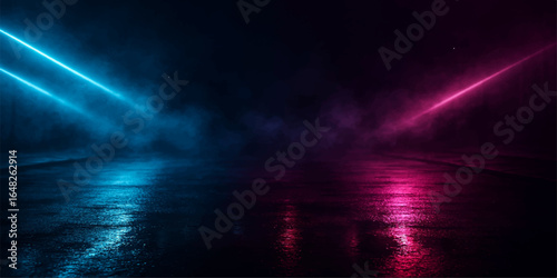 Stormy night sky with dark clouds and lightning over the ocean waves