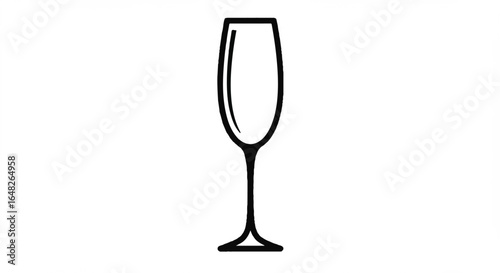 A simple black and white drawing of a champagne flute against a white backdrop