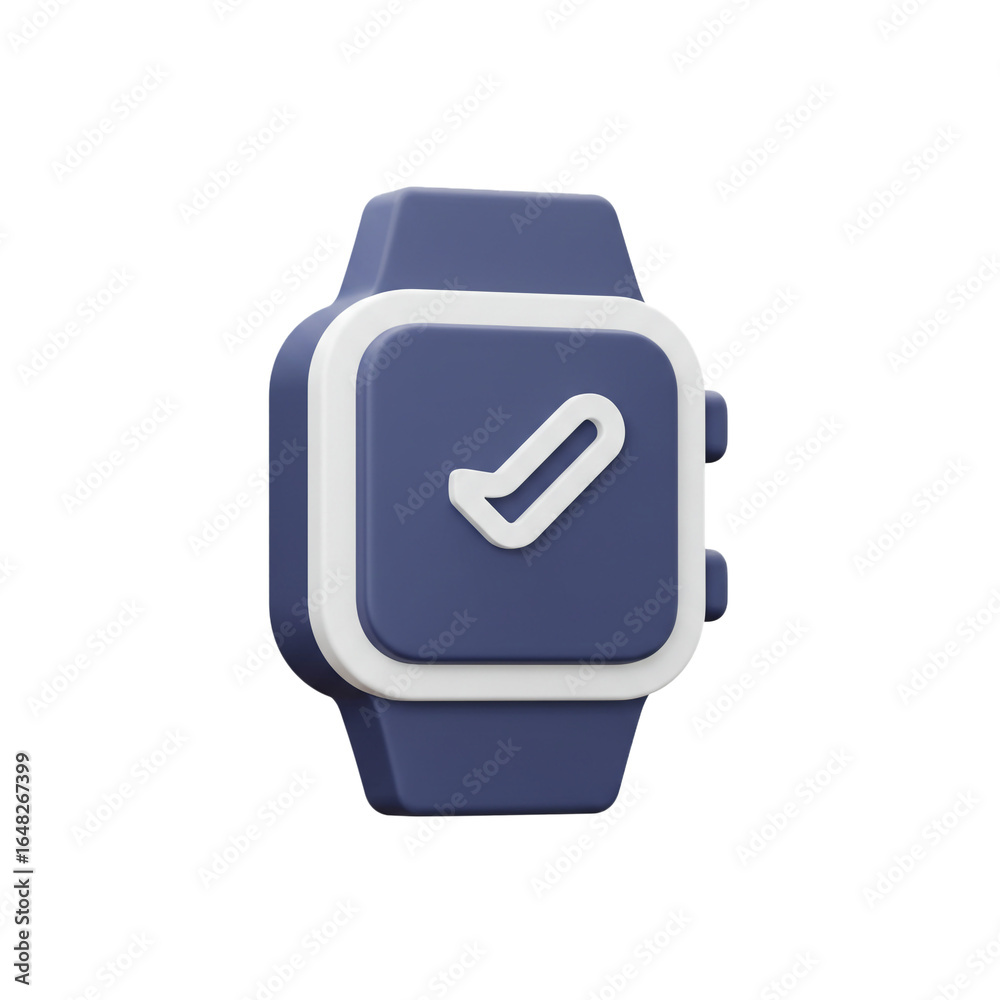 A modern smartwatch design with a checkmark symbol on the screen suggesting completion or confirmation of a digital task. A modern smartwatch design with a checkmark symbol on the screen suggesting completion or confirmation of a digital task.