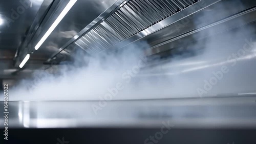 Industrial kitchen exhaust system with dense smoke