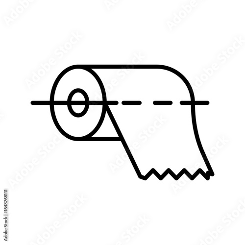 Toilet paper icon. Toilet paper roll vector illustration. Disposable hygienic tissue symbol. Soft and clean wipe sign. Sanitary towel pictogram. Household sheet. WC lavatory napkin concept isolated.
