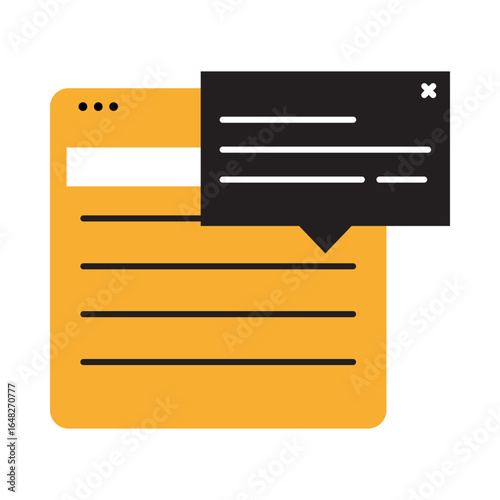 Pop Ups icon.  Web Page with Speech Bubbles for Promotional Overlays. Vector illustration.