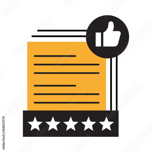 Rating icon.  Document with Stars for Reviews and User Feedback. Vector illustration.