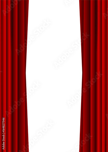 Open red theater stage curtain, isolated on white background, stock illustration