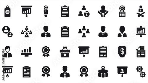 Business Management and HR Glyph Icon Set