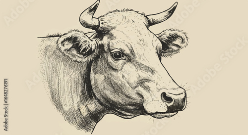 Cow head, detailed sketch