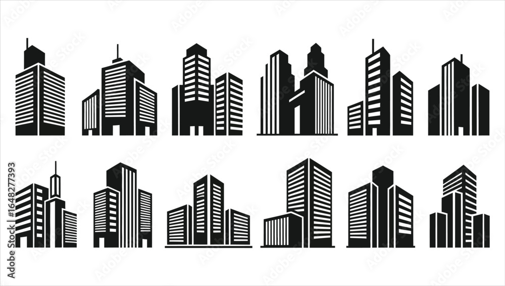Fototapeta premium Cityscape Building Icons