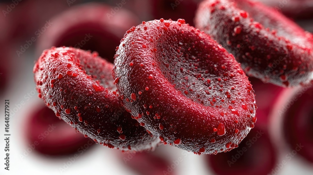 © Chumnan - Blood Cells Close-Up: A captivating macro perspective of blood cells, revealing intricate textures and contours. Detailed imagery showcasing the core components of human health. © Chumnan - Blood Cells Close-Up: A captivating macro perspective of blood cells, revealing intricate textures and contours. Detailed imagery showcasing the core components of human health.