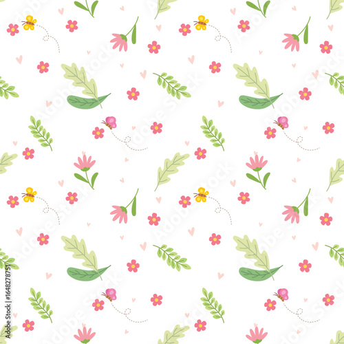 Seamless vector pattern of beautiful flowers, ideal for floral designs, backgrounds, textiles, invitations, and craft projects. Elegant and versatile for all creative needs.