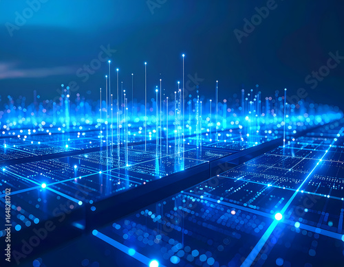 Abstract blue technology background network data connection concept