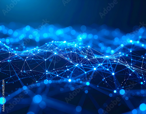 Blue technology network background abstract data connection concept