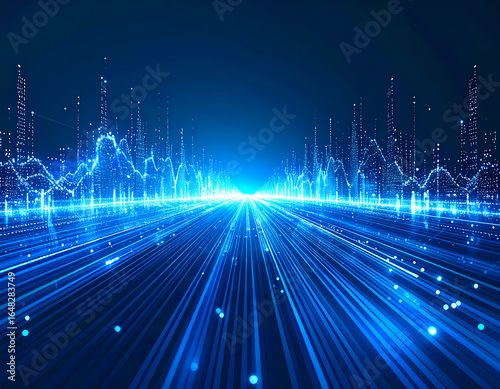 Abstract blue technology background data stream network connection art