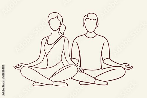 Serene couple meditating together finding inner peace and balance in mindful practice