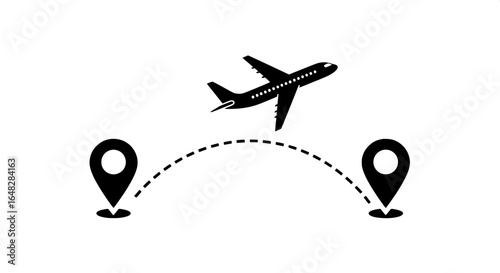 Airplane flight route illustration, connecting two destinations, travel concept - 1000001075.svg