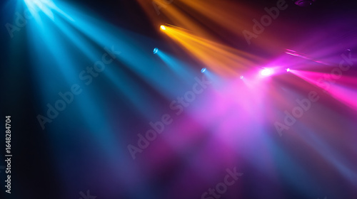 Neon Lights Disco Concert Stage Illumination Show Visuals Spotlight Laser Effects Entertainment Technology Silhouette Performance Party Cultural Art Music Nighttime Abstract Atmosphere 