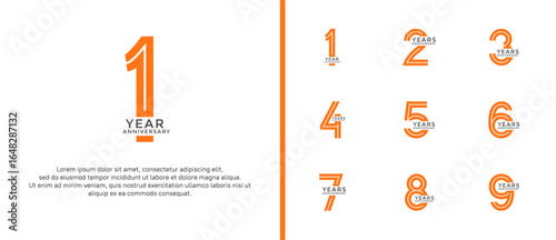 anniversary vector logo set, orange and black color can be use for celebration