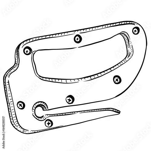Hand drawn sketch of emergency seatbelt cutter tool