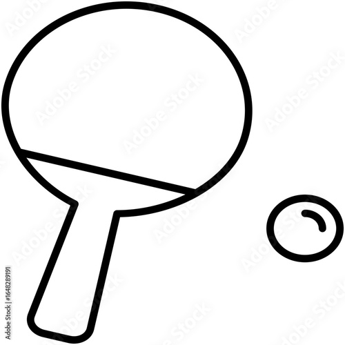 Ping Pong Icon, Table Tennis Racket Symbol Vector Stock Illustration, Line Icon Style Design. 