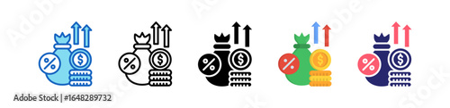 Interest Rate Multiple Style Icon Set Collection. 