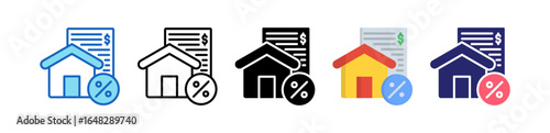 Mortgage Multiple Style Icon Set Collection. 