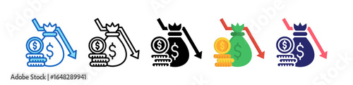 Money Loss Multiple Style Icon Set Collection. 