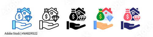 Net Worth Multiple Style Icon Set Collection. 