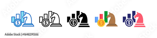 Investment Strategy Multiple Style Icon Set Collection. 