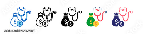 Financial Health Multiple Style Icon Set Collection. 
