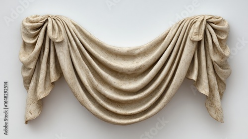 Fototapeta Beige draped fabric sculpture, elegantly curved