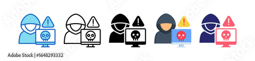 Cybercrime Multiple Style Icon Set Collection. 
