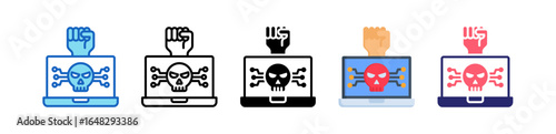 Hacktivism Multiple Style Icon Set Collection. 