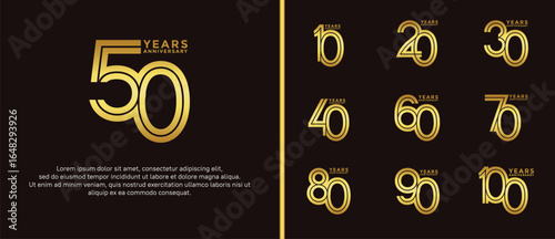 anniversary vector logo set, golden color can be use for celebration