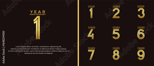 anniversary vector logo set, golden color can be use for celebration